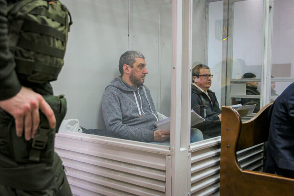 Анатолий Бай и Виталий Гордина в Шевченковском районном суде, 27 января 2023 года. Фото: Алексей Арунян, Ґрати