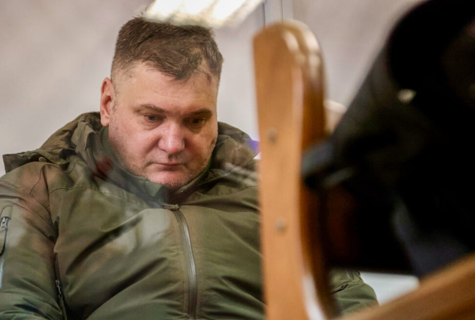 Начальник штаба АТЦ СБУ Дмитрий Козюра в Шевченковском райсуде Киева, 13 февраля 2025 года. Фото: Стас Юрченко, Ґрати