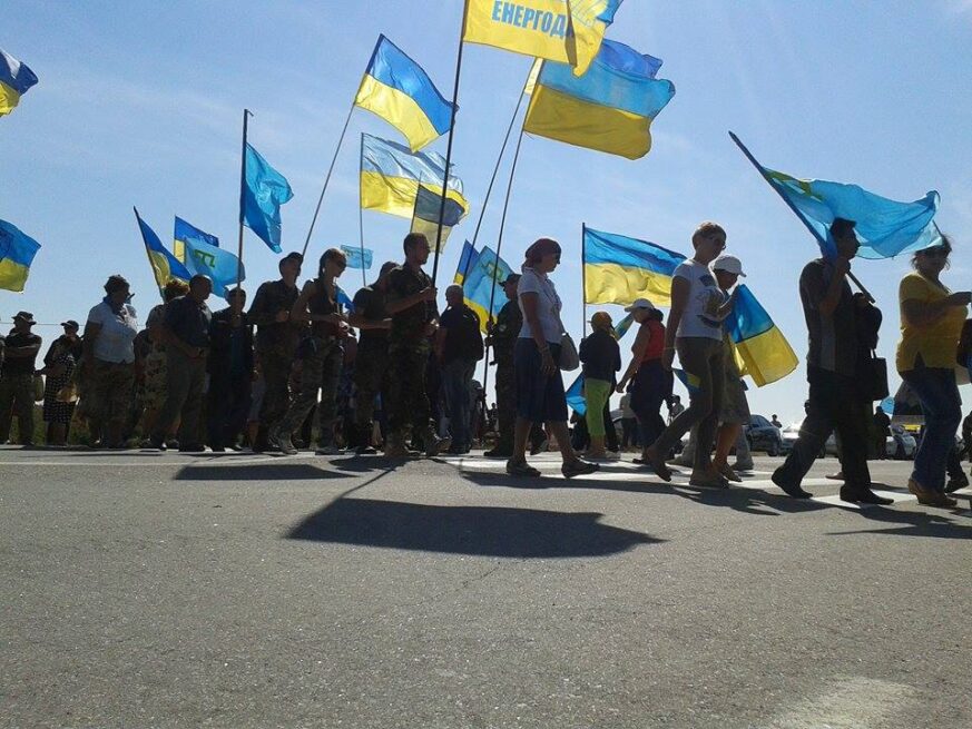 Мирний мітинг на адмінкордоні з Кримом, 2015 рік. Фото: Анастасія Москвичова для Радіо Свобода